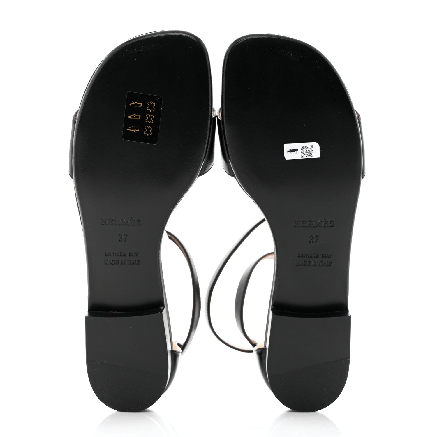 Hermes Heritage Calfskin Baia Sandals 37 Black 5 of 10