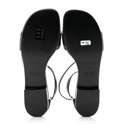 Hermes Heritage Calfskin Baia Sandals 37 Black 5 of 10
