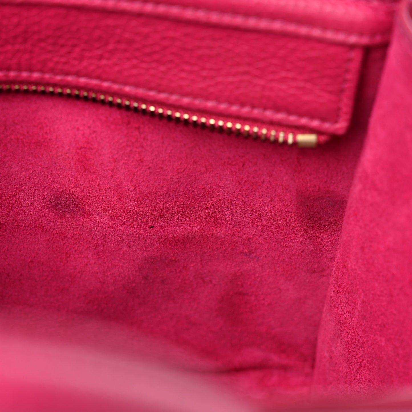 Drummed Calfskin Nano Luggage Fuchsia