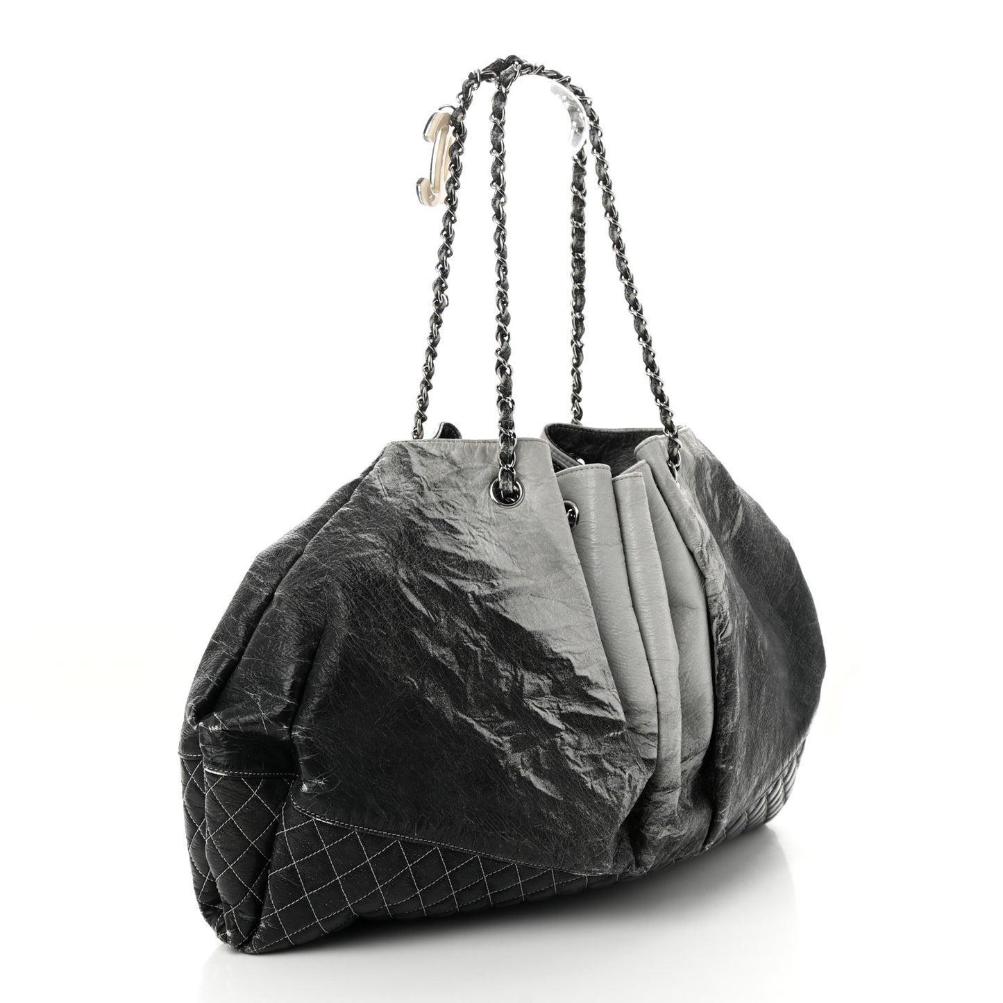 Vinyl Quilted Melrose Degrade Tote Black