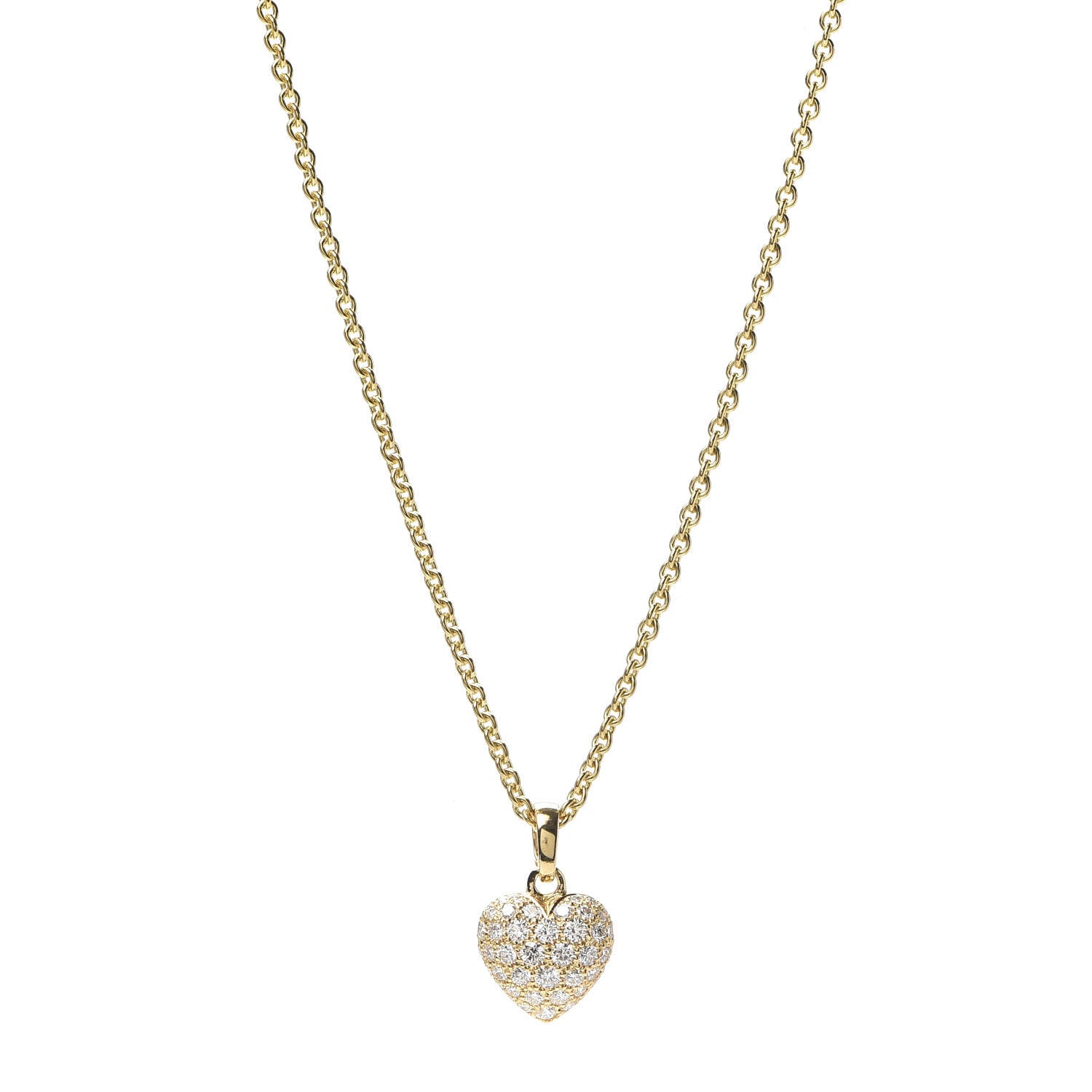Cartier 18K Yellow Gold Diamond Large Heart Paved Pendant Necklace 1 of 8