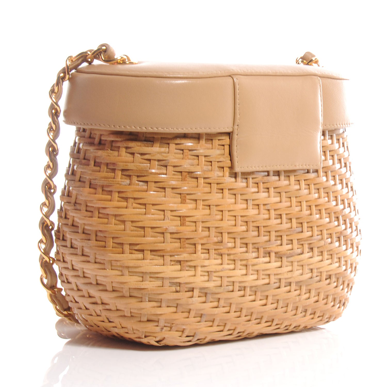 Chanel Lambskin Straw Shoulder Bag Beige 3 of 8