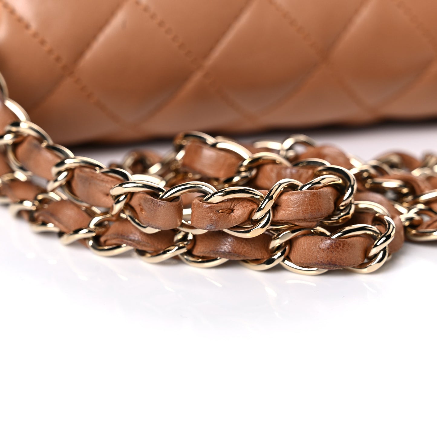 Lambskin Quilted Medium Double Flap Brown