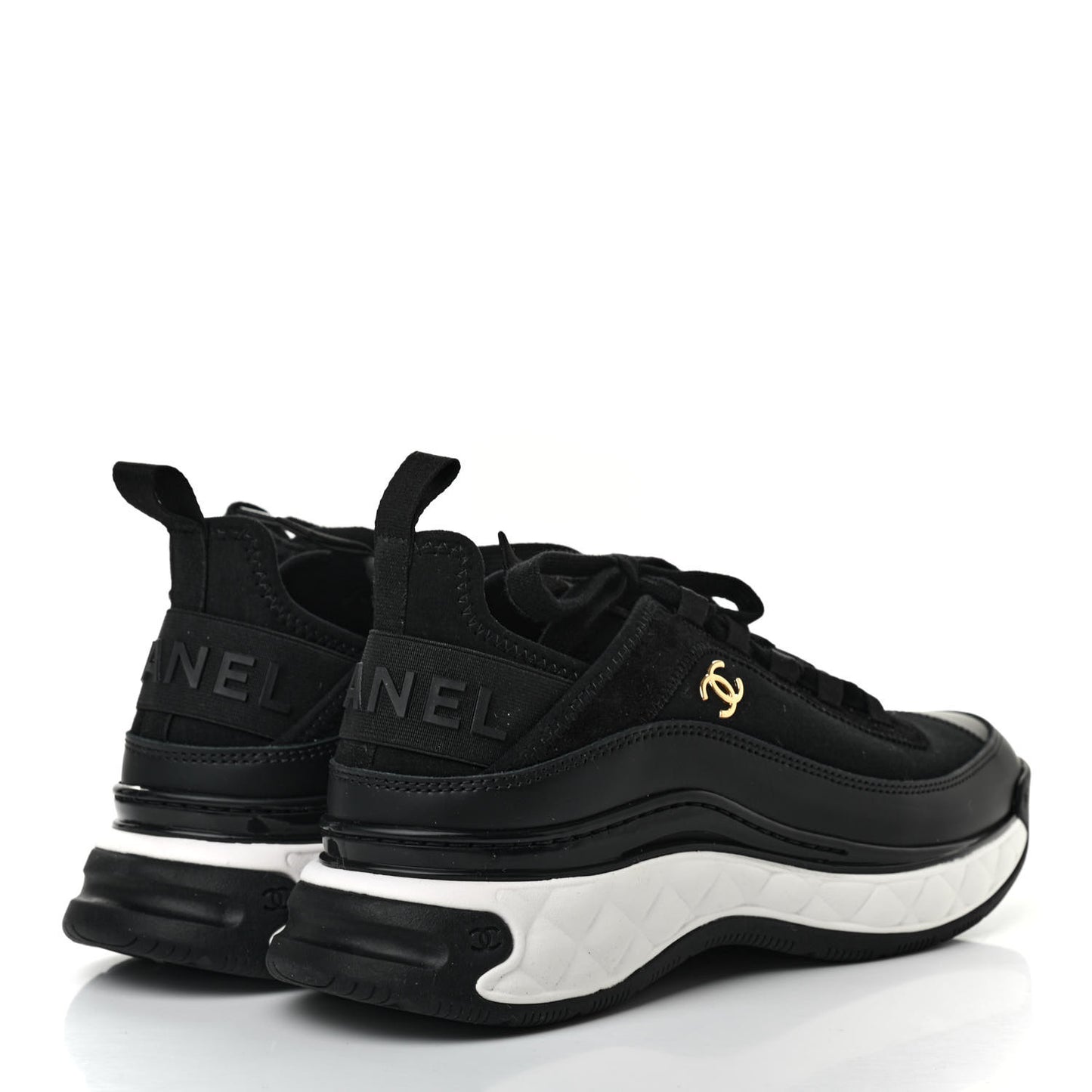 Velvet Calfskin Mixed Fibers CC Sneakers 39 Black
