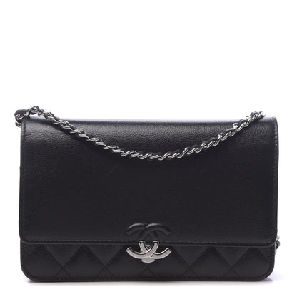 Chanel Grained Calfskin Quilted CC Box Wallet On Chain WOC Black 1 of 12