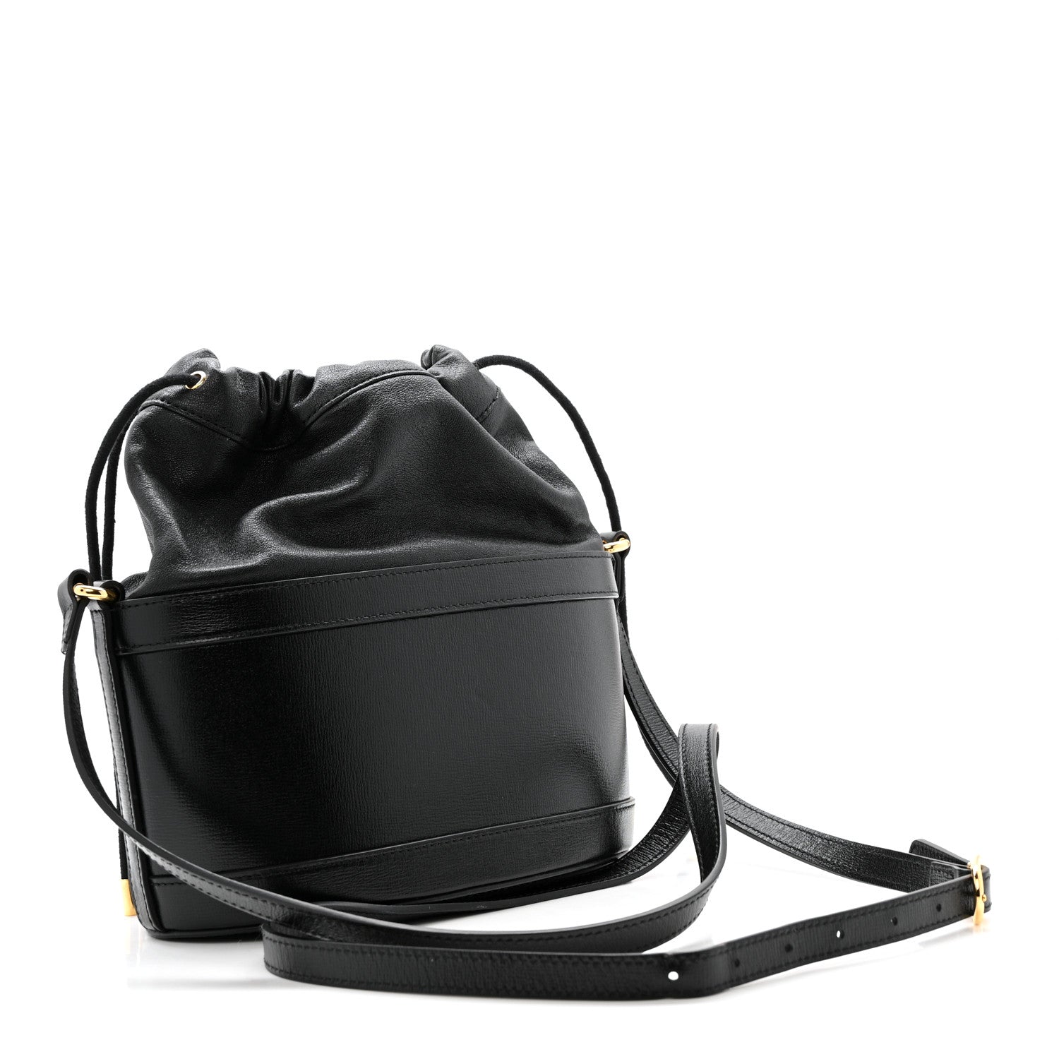 Gucci Azalea Sakai Calfskin Horsebit 1955 Drawstring Bucket Bag Black 3 of 12