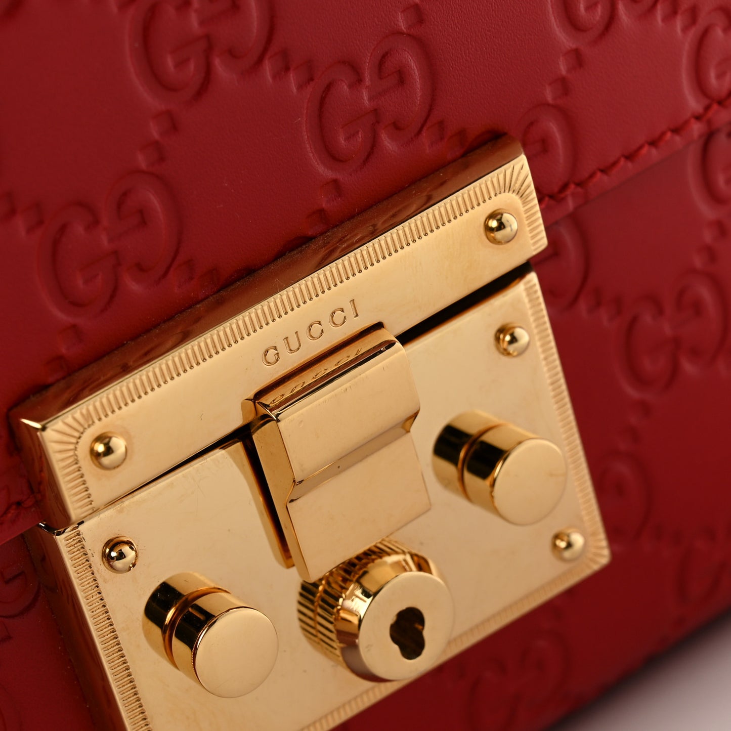 Guccissima Medium Padlock Shoulder Bag Hibiscus Red