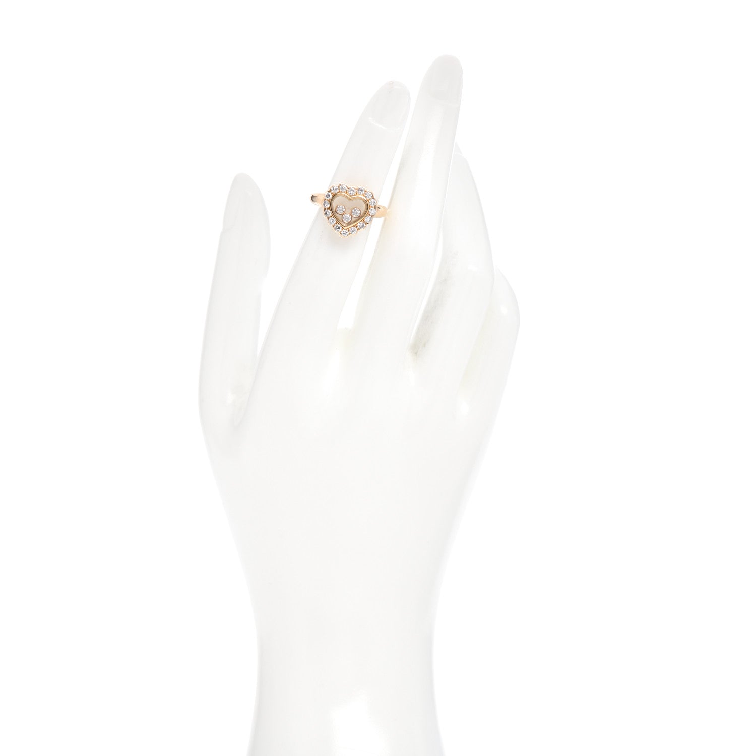Chopard 18K Yellow Gold Diamond 3 Happy Diamond Heart Ring 48 4.5 2 of 5