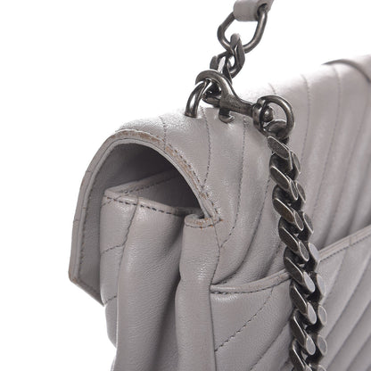 Saint Laurent Sheepskin Matelasse Chevron Monogram Large College Satchel Light Grey 8 of 14
