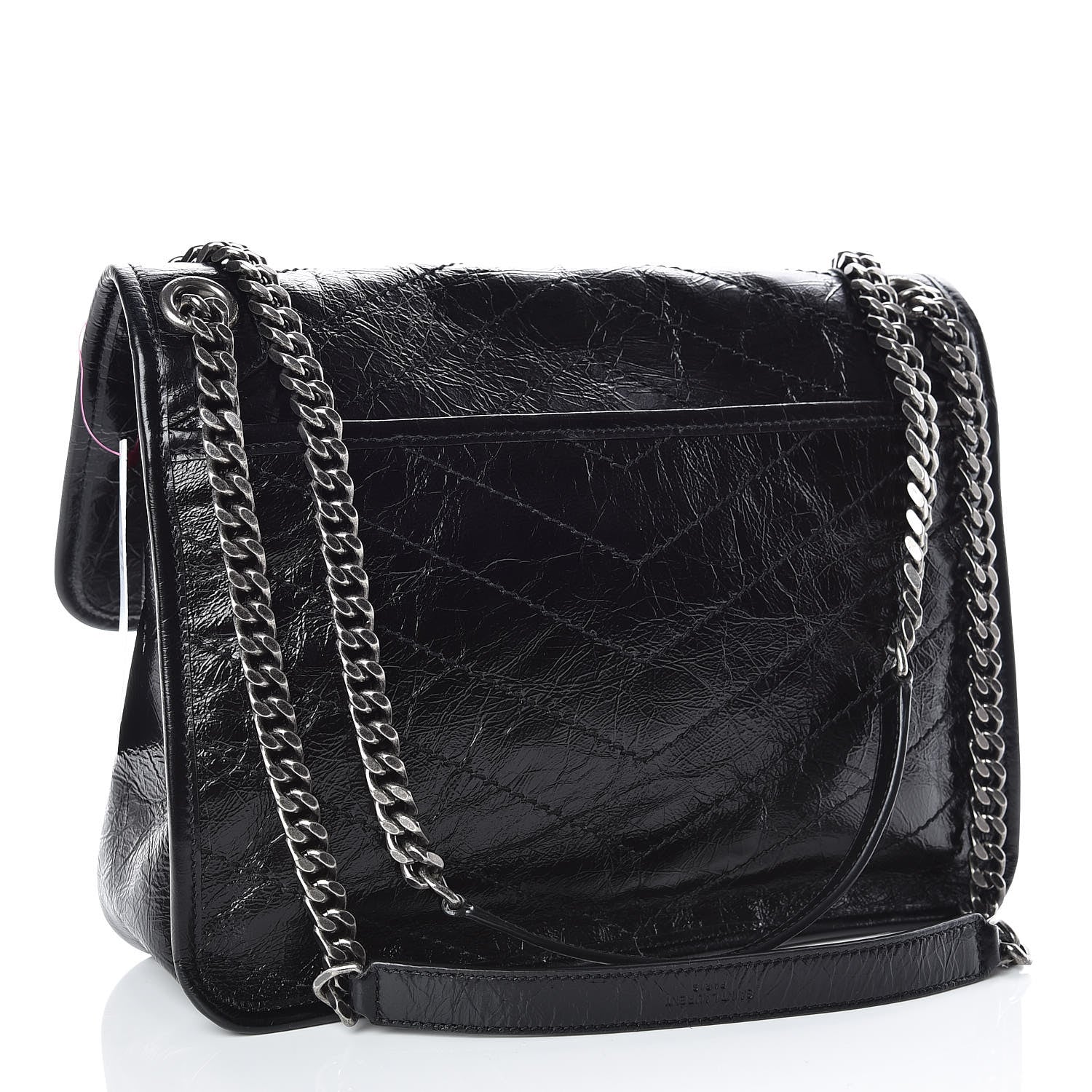 Saint Laurent Crinkled Calfskin Matelasse Monogram Medium Niki Chain Satchel Black 3 of 12
