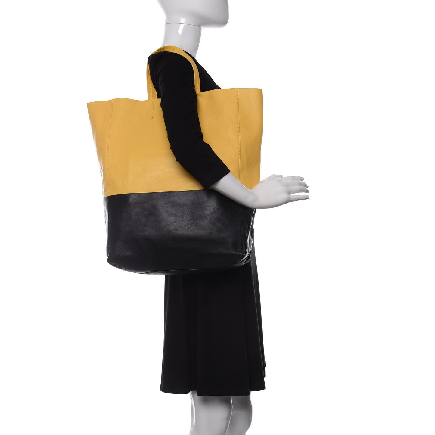 Lambskin Vertical Bi-Color Cabas Black Yellow