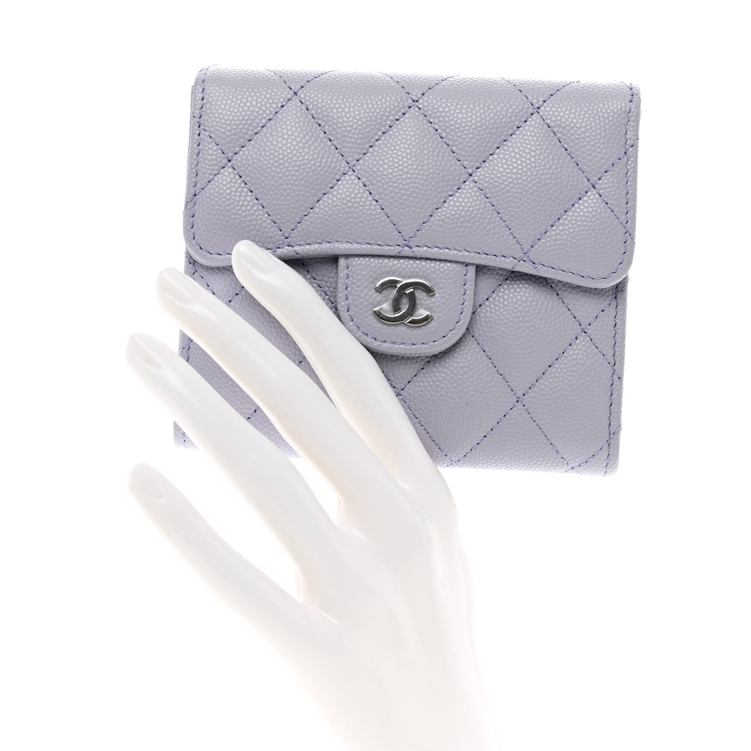 Chanel Caviar Quilted Compact Flap Wallet Light Purple 2 of 8