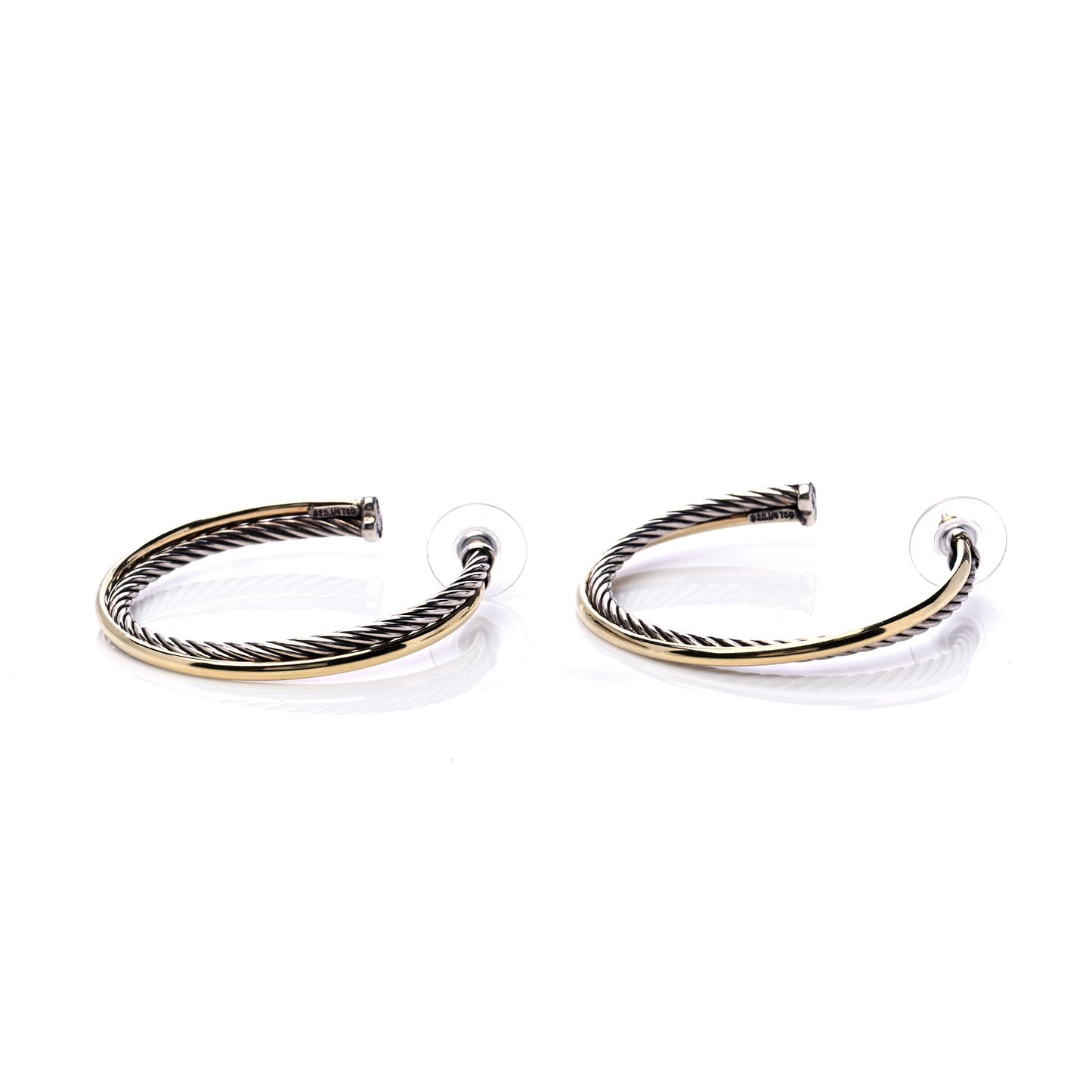 Sterling Silver 18K Yellow Gold 44mm Extra Large Crossover Cable Hoop Earrings