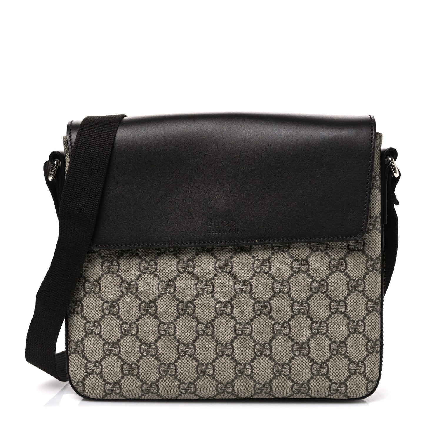 GG Supreme Monogram Selleria Calfskin Small Satchel Messenger Bag Beige Ebony Cocoa Dark Chocolate