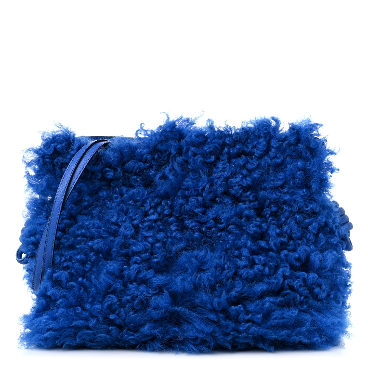 Loewe Nappa Shearling Flamenco Knot Clutch Blue 1 of 9