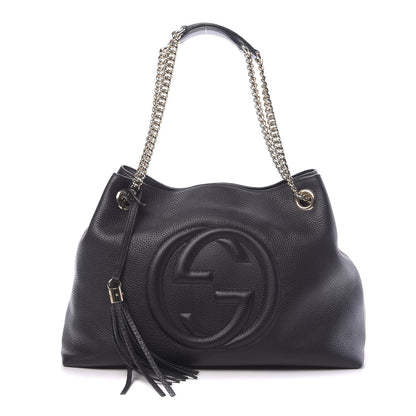Gucci Pebbled Calfskin Medium Soho Chain Shoulder Bag Black 1 of 10