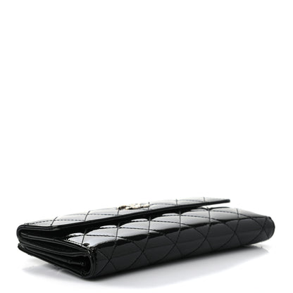 Chanel Patent Quilted Large Brilliant Flap Wallet Black 4 of 10