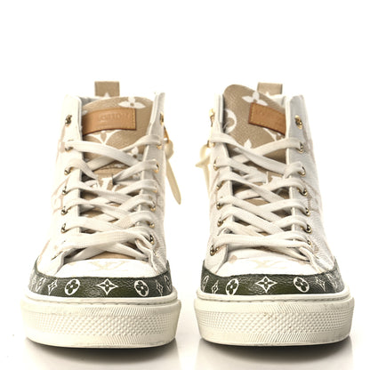 Louis Vuitton Monogram Giant Stellar Sneaker Boots 37 Khaki White Beige 3 of 8