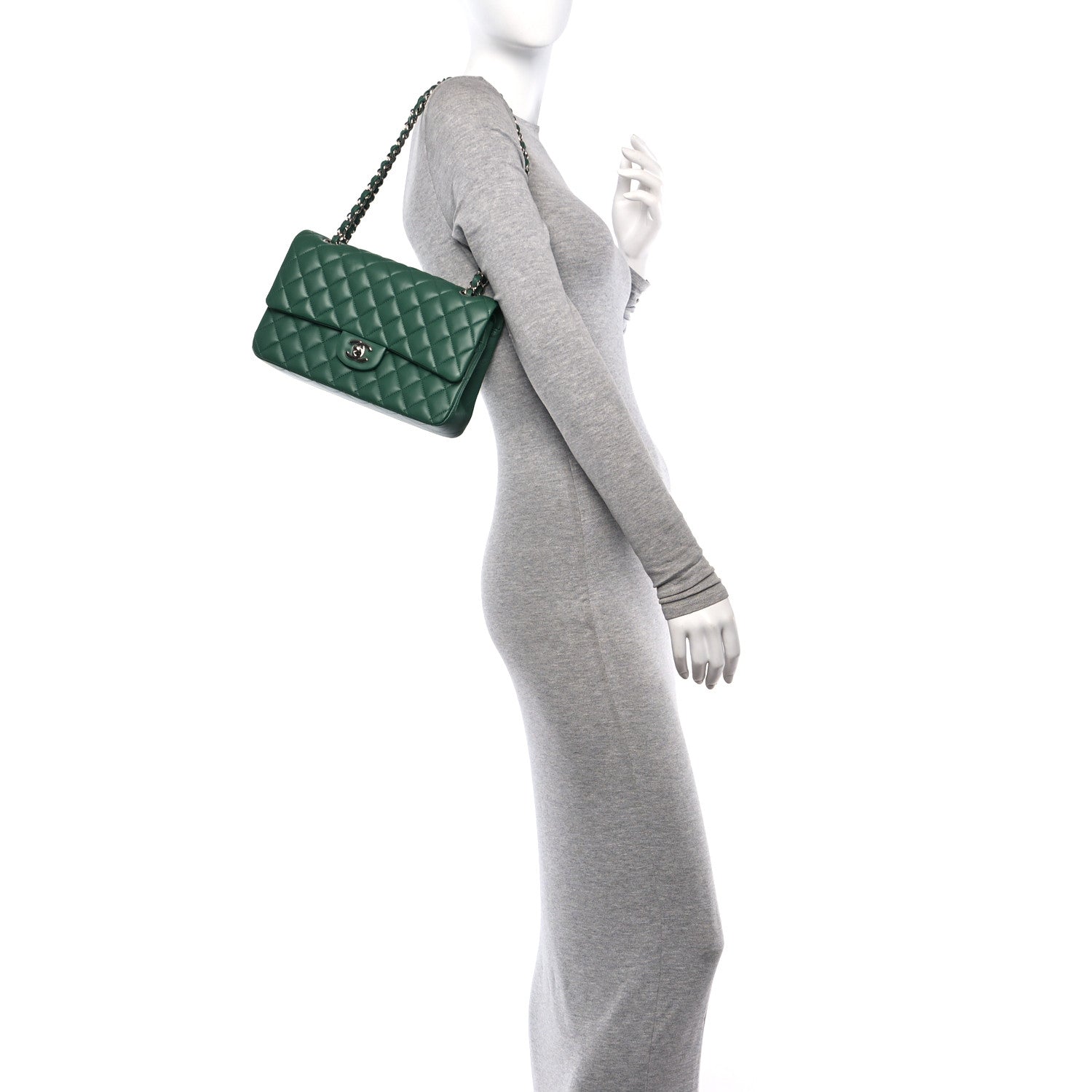Chanel Lambskin Quilted Medium Double Flap Green 2 of 12