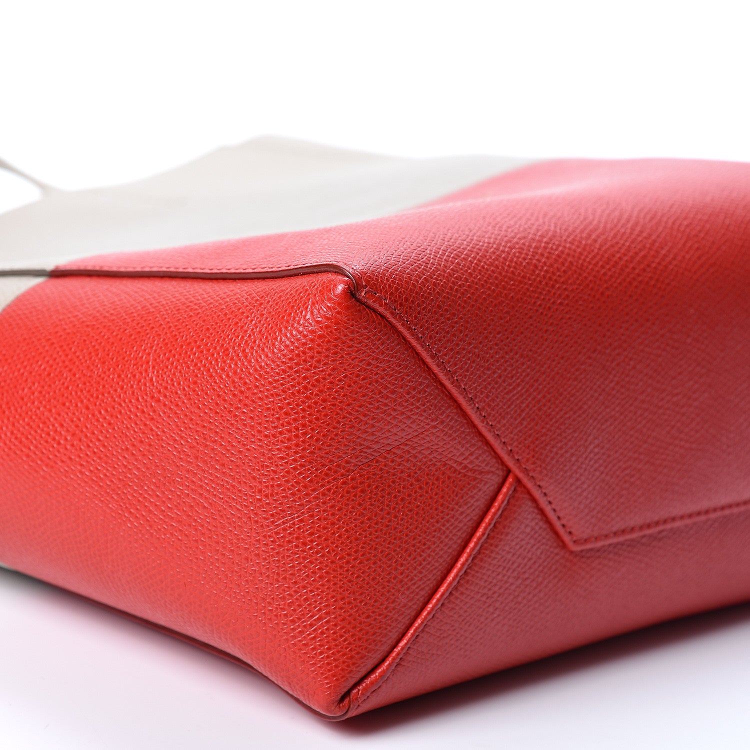Celine Grained Calfskin Small Vertical Bi-Cabas Beige Red 8 of 9