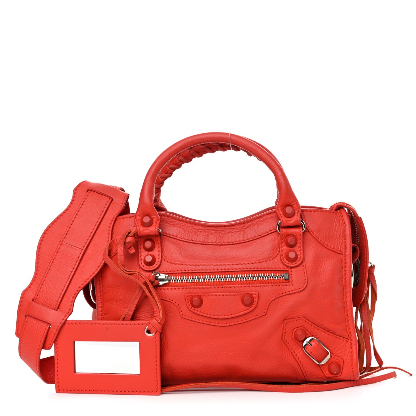 Matte Goatskin Rubber Covered Classic Hardware Mini City Rouge Coquelico Rouge Braise