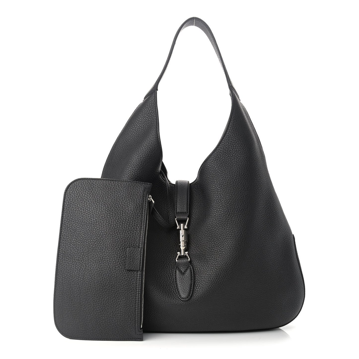 Soft Grained Calfskin Large Jackie Hobo Black