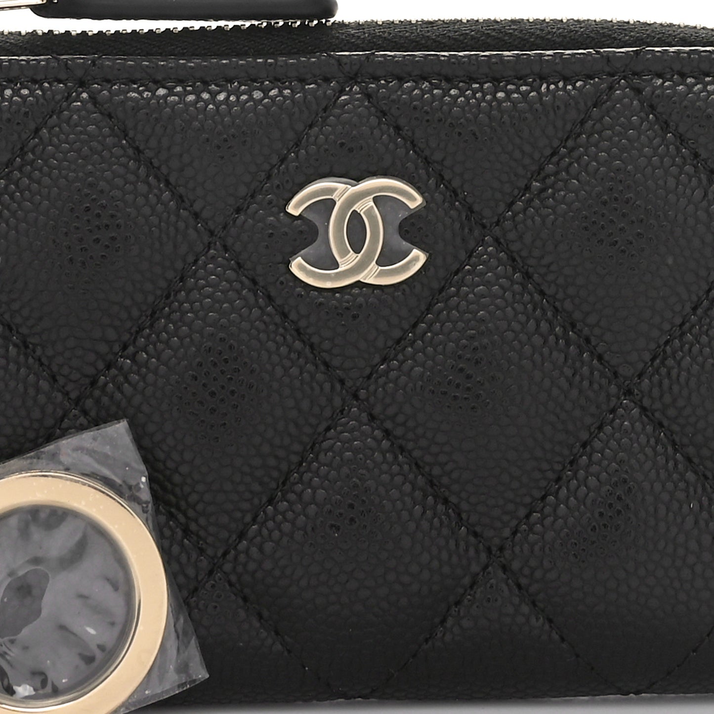 Caviar Quilted Zipped Key Holder Case Black