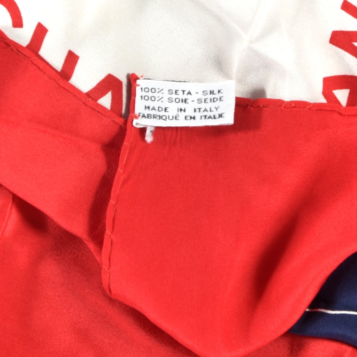 Silk CC Square Scarf Red White Blue