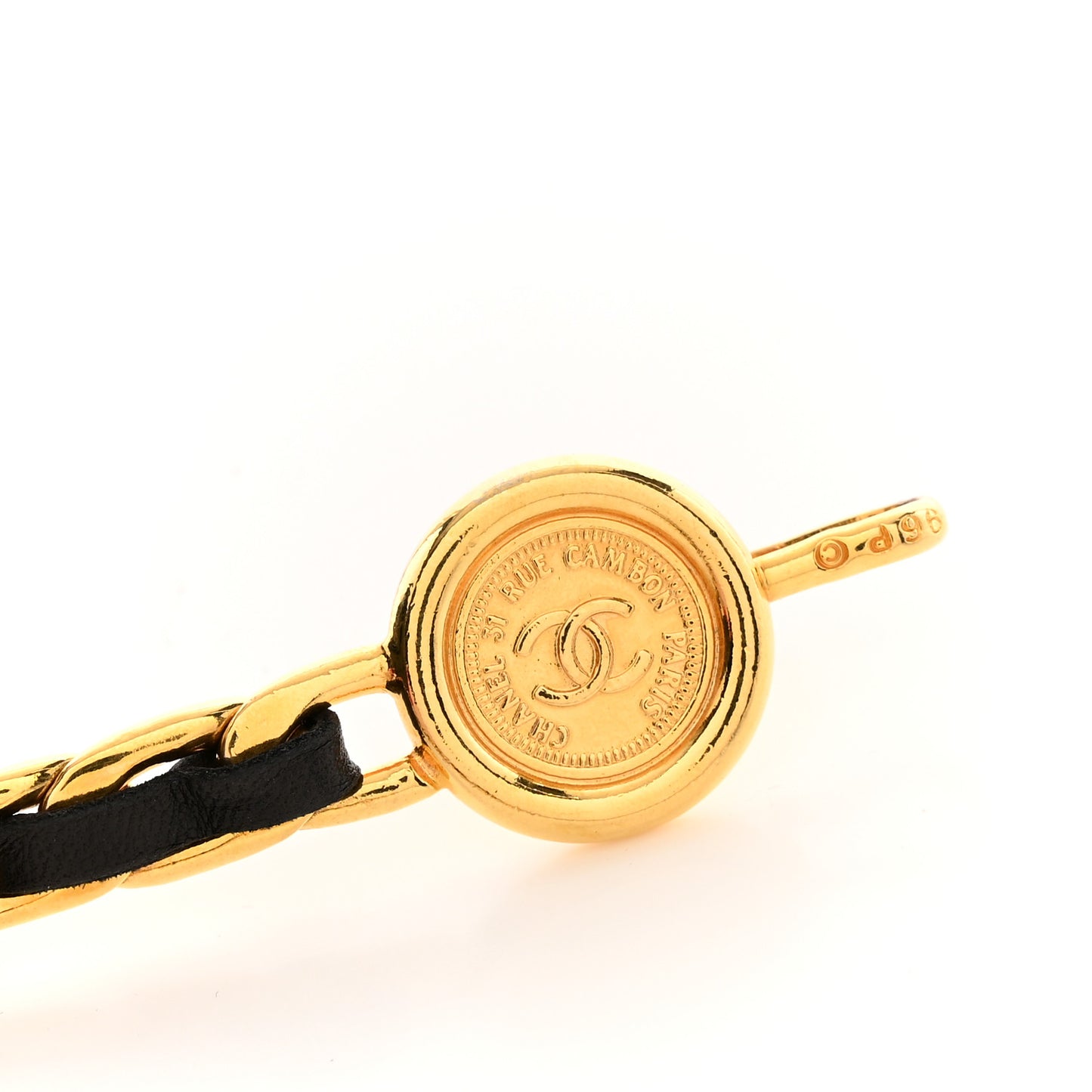Lambskin Chain CC Medallion Belt Black Gold