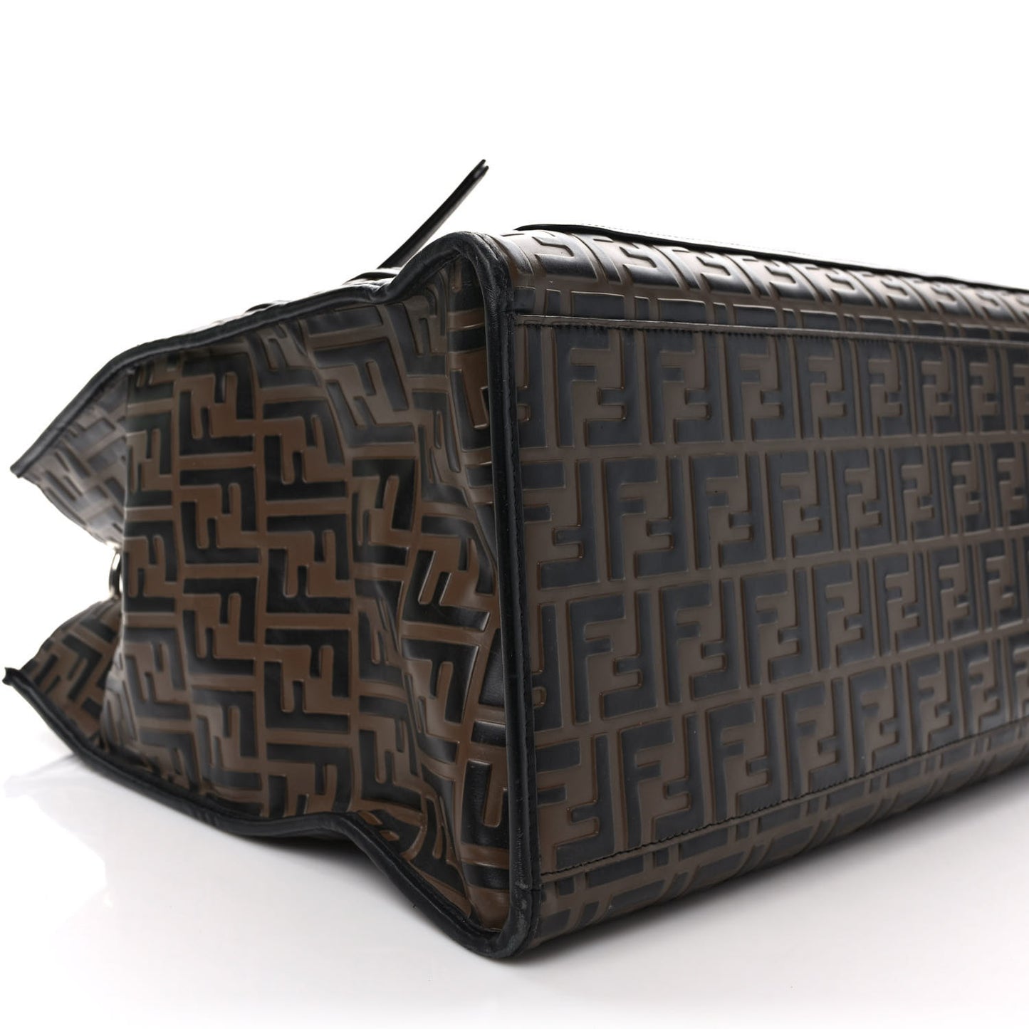 Vitello Century Wicker Bi-Color FF 1974 Embossed Large Runaway Shopper Tote Maya Black