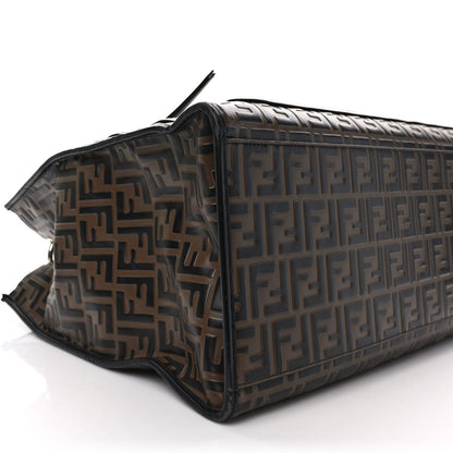 Fendi Vitello Century Wicker Bi-Color FF 1974 Embossed Large Runaway Shopper Tote Maya Black 7 of 12
