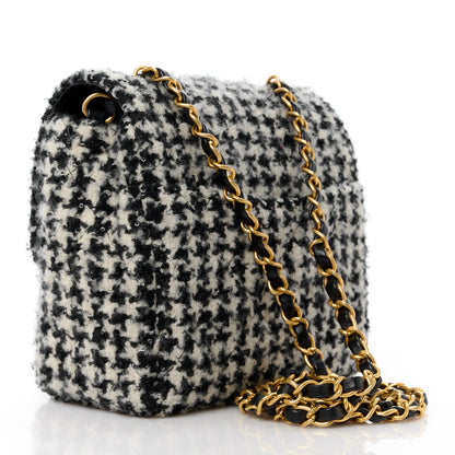 Chanel Tweed Houndstooth Quilted Mini Square Flap White Black 3 of 11