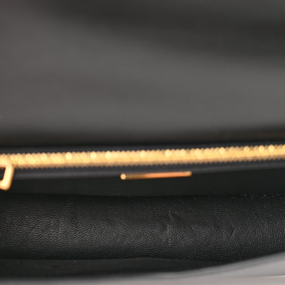 Prada Saffiano Lux Metal Triangle Logo Mini Envelope Chain Shoulder Bag Black 5 of 8