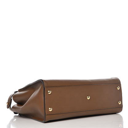 Fendi Vitello Seta Fabric Jacquard Pequin Medium Peekaboo Iconic Satchel Foresta Tobacco 5 of 8