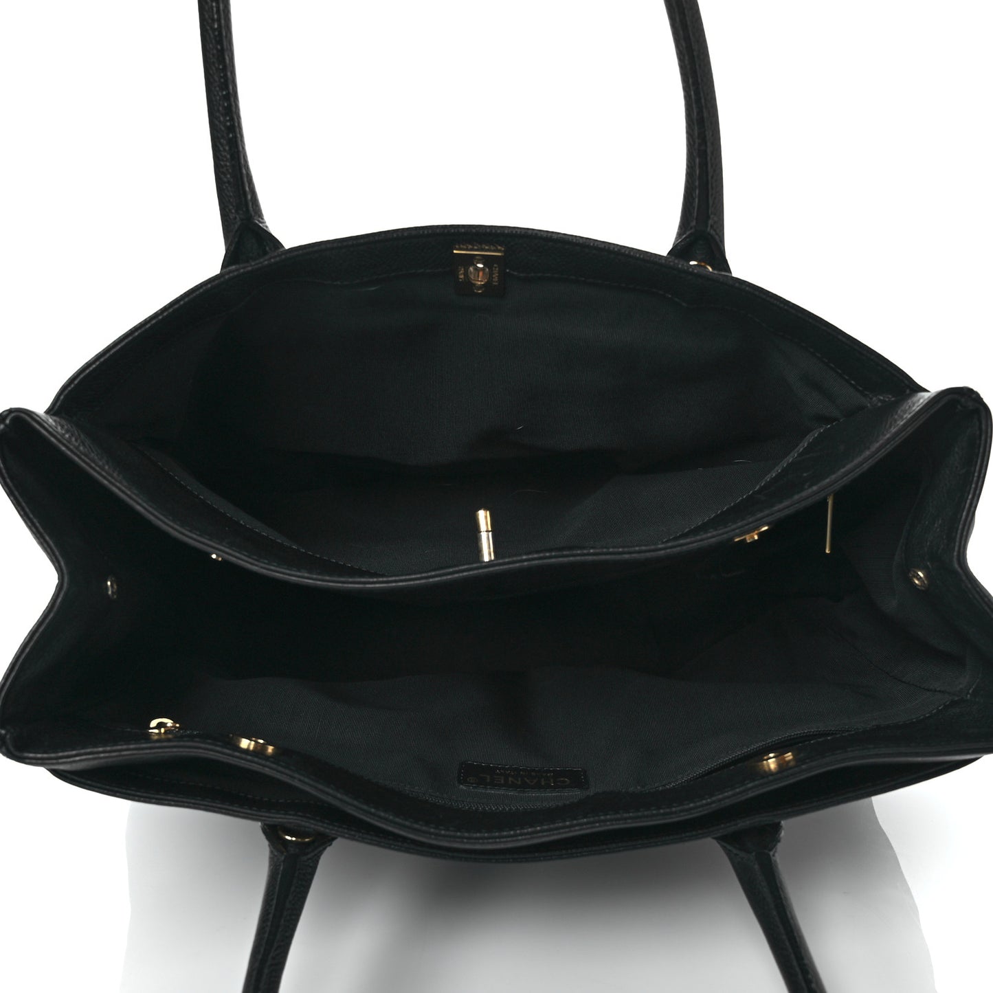 Calfskin Cerf Executive Shopper Tote Black