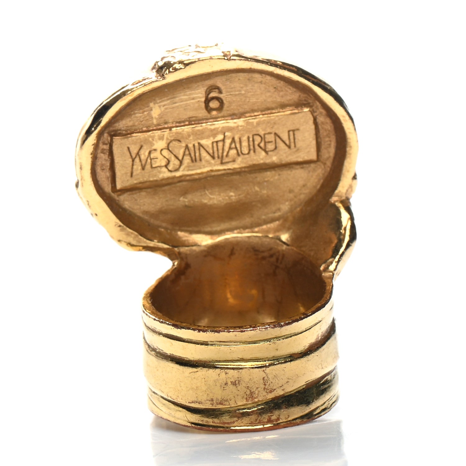 Saint Laurent Glass Cabochon Arty Ovale Ring 6 Gold Pink 4 of 5
