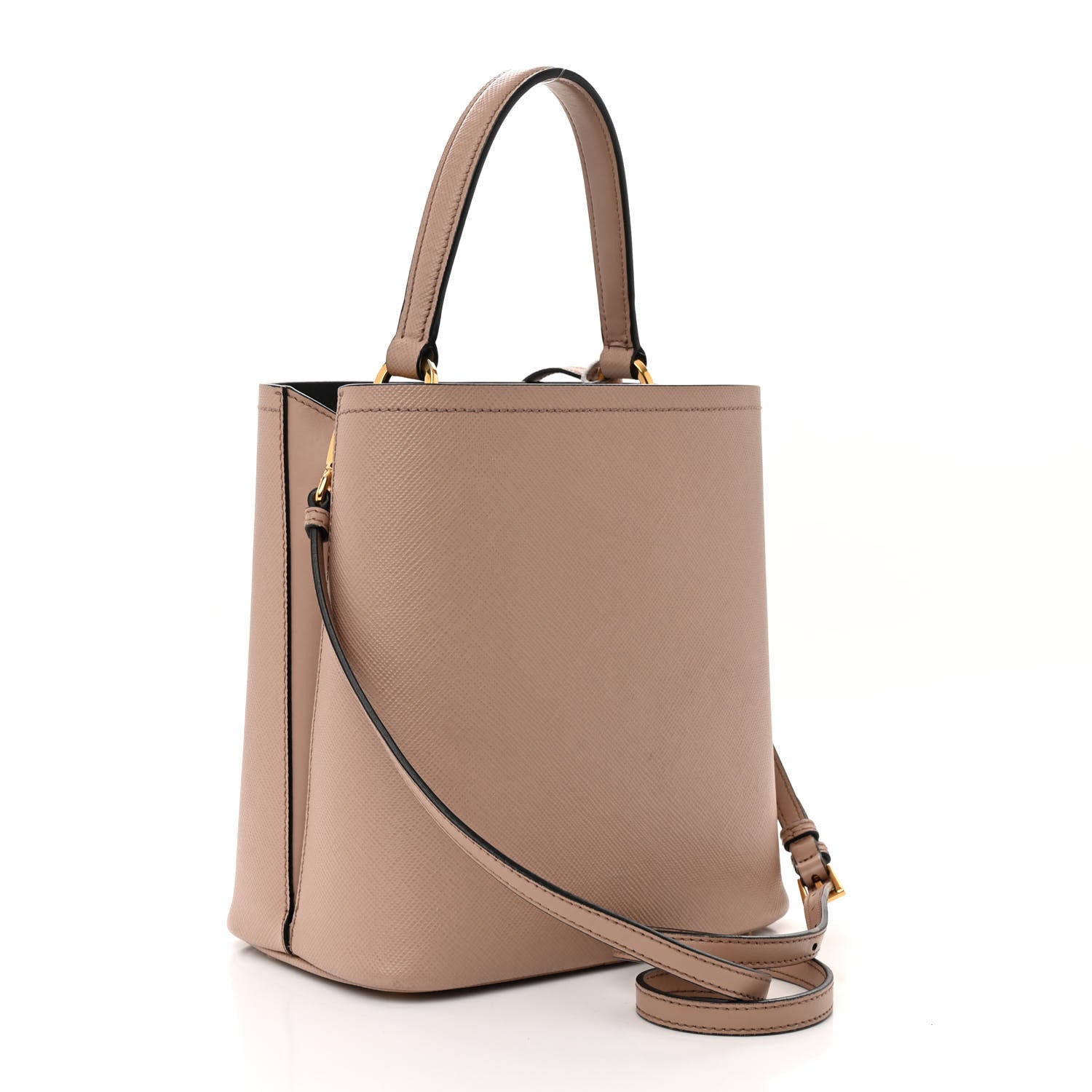 Prada Saffiano Cuir Medium Panier Bucket Bag Cipria Black 3 of 10