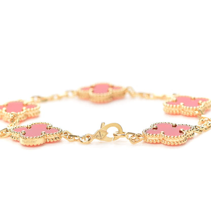 Van Cleef & Arpels 18K Yellow Gold Carnelian 5 Motifs Vintage Alhambra Bracelet 4 of 7