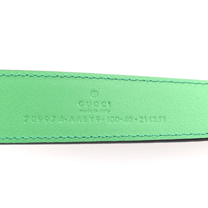 Gucci Textured Dollar Calfskin Square G 30mm Belt 100 40 Black Green 5 of 5