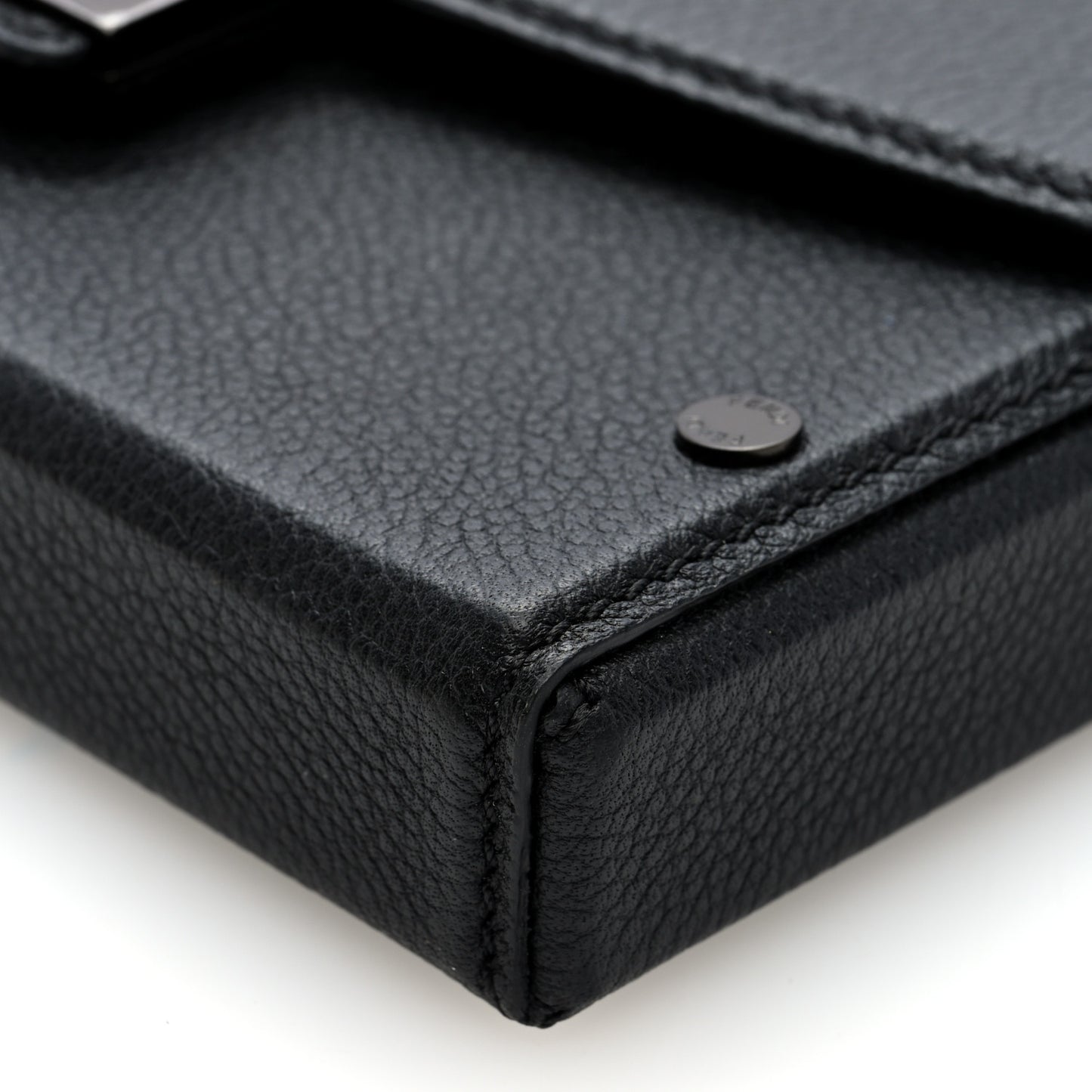 Vitello Cher Baguette Soft Trunk Phone Pouch Black