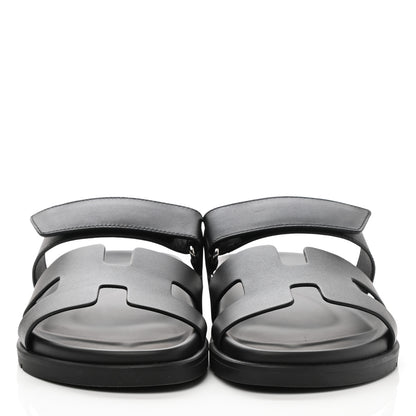 Hermes Calfskin Womens Chypre Sandals 38 Black 2 of 9