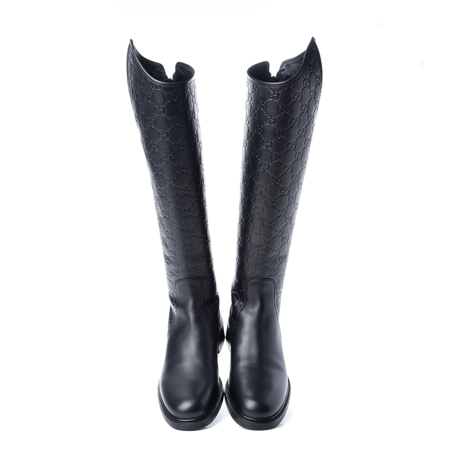 Guccissima Calfskin Miro Soft Knee High Riding Boots 39 Black