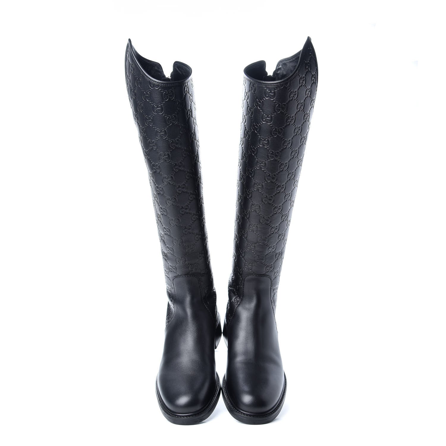 Gucci Guccissima Calfskin Miro Soft Knee High Riding Boots 39 Black 6 of 9