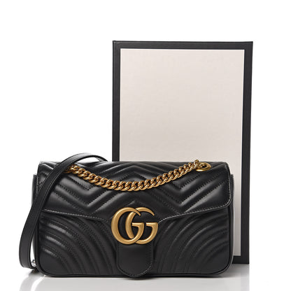 Gucci Calfskin Matelasse Small GG Marmont Shoulder Bag Black 10 of 10