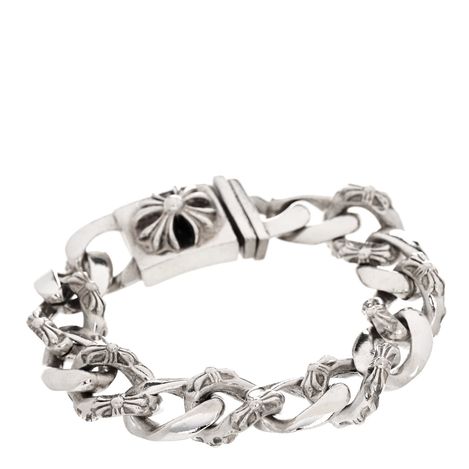 Chrome Hearts Sterling Silver Cross Box Fancy Link Curb Chain Bracelet 2 of 3