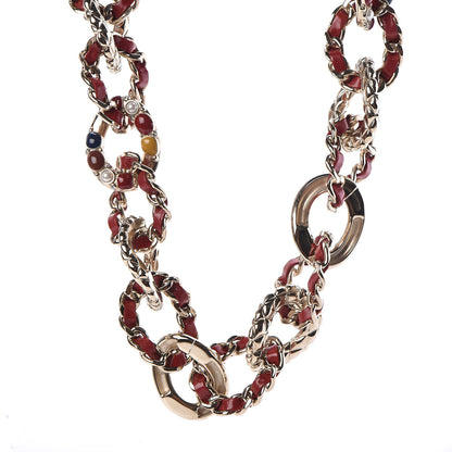 Chanel Lambskin Resin Chain Link Choker Necklace Gold Red 1 of 5