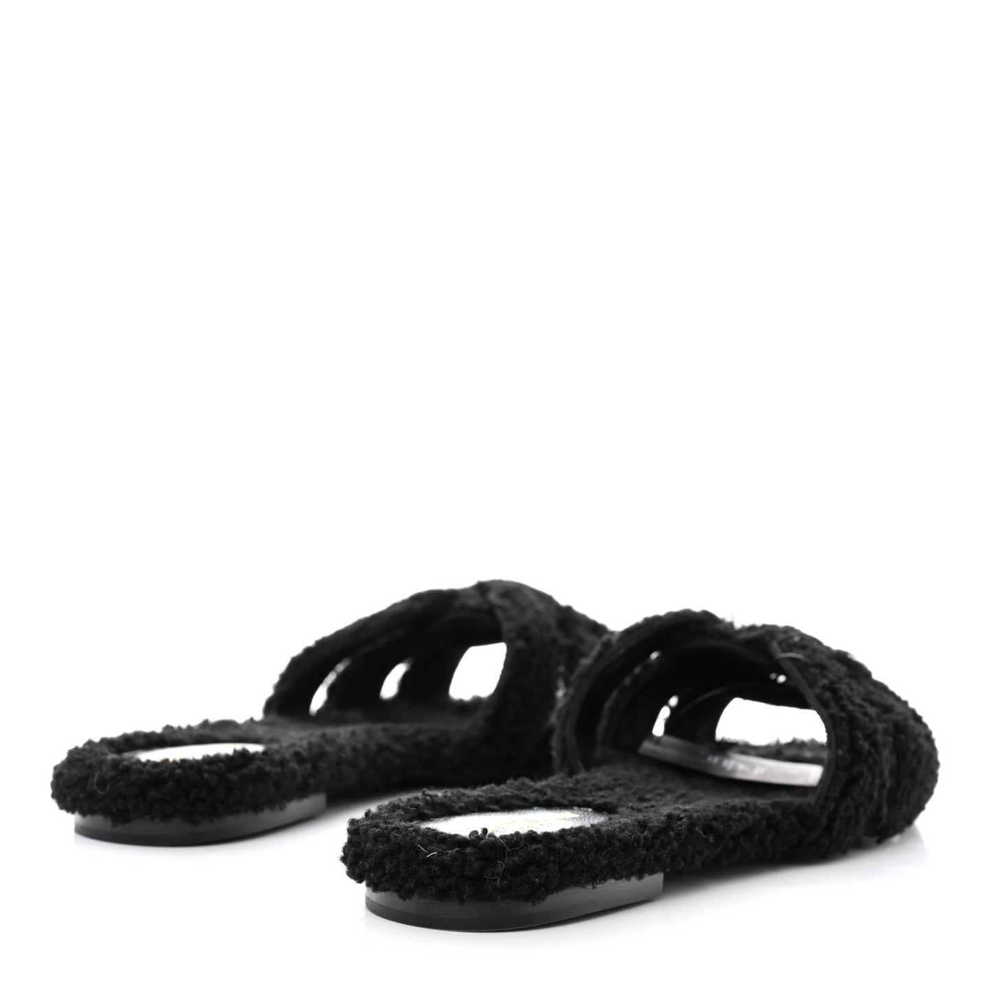 Shearling Tribute Flat Mules 39 Black