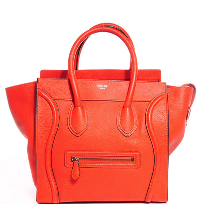 Celine Drummed Calfskin Mini Luggage Vermillion 1 of 8