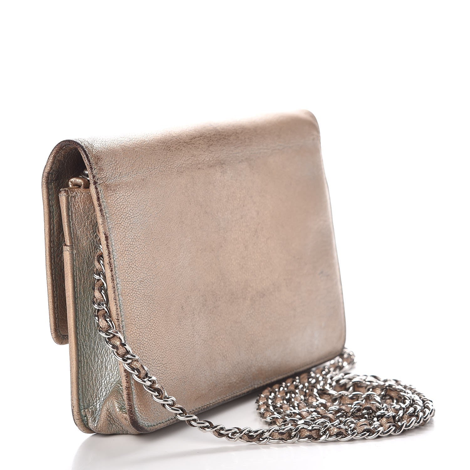 Chanel Metallic Goatskin Wallet On Chain WOC Gold 3 of 21