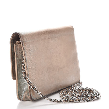 Chanel Metallic Goatskin Wallet On Chain WOC Gold 3 of 21